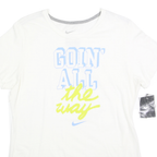 NIKE Womens White Graphic T-Shirt XL Short Sleeve Crew Neck Cotton Casual