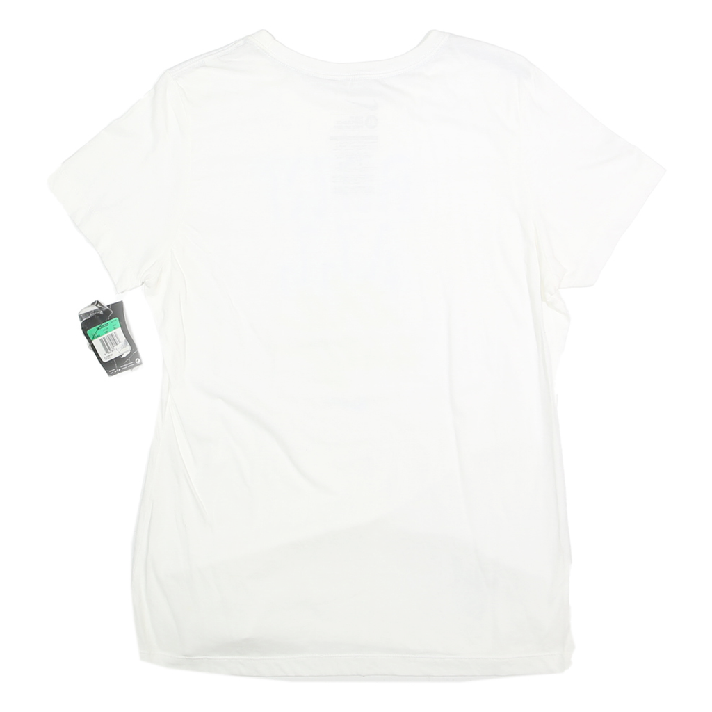 NIKE Womens White Graphic T-Shirt XL Short Sleeve Crew Neck Cotton Casual