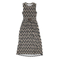 WAREHOUSE Womens Black & Beige Cotton Blend Sleeveless Midi Dress UK 10 Belted