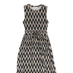 WAREHOUSE Womens Black & Beige Cotton Blend Sleeveless Midi Dress UK 10 Belted