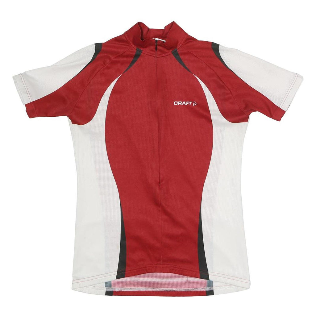 CRAFT Mens Red & White Cycling Jersey L Short Sleeve 1/4 Zip Sports Shirt