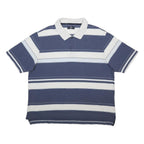 MARKS & SPENCER Mens Blue & White Striped Short Sleeve Polo Shirt 2XL Cotton