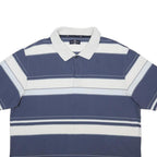 MARKS & SPENCER Mens Blue & White Striped Short Sleeve Polo Shirt 2XL Cotton
