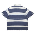MARKS & SPENCER Mens Blue & White Striped Short Sleeve Polo Shirt 2XL Cotton