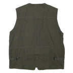 BIG JOS Mens Green Cotton Blend Utility Vest L Cotton Blend Plain Outdoor Zip