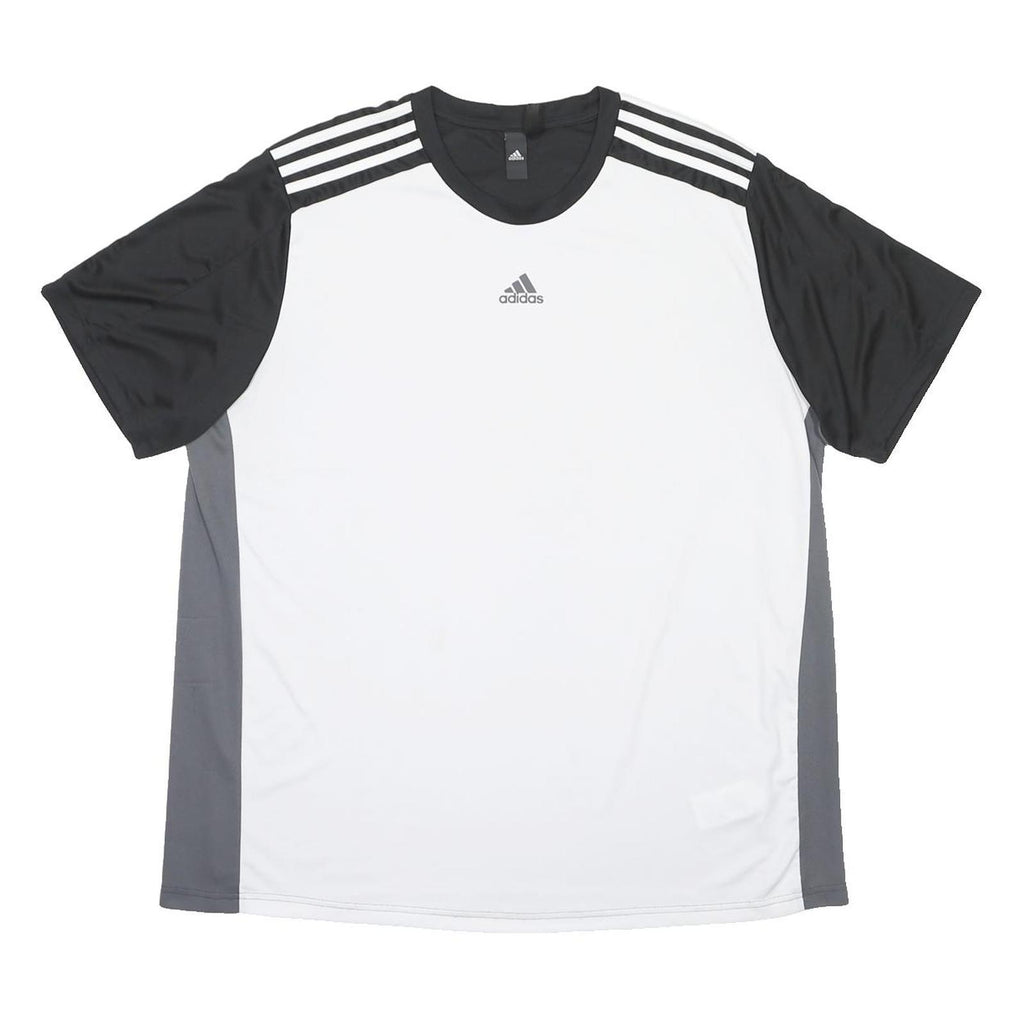 ADIDAS Mens White & Black Performance T-Shirt 2XL Short Sleeve Crew Neck