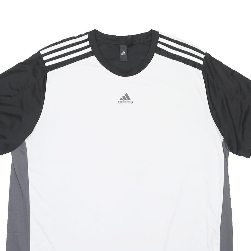 ADIDAS Mens White & Black Performance T-Shirt 2XL Short Sleeve Crew Neck