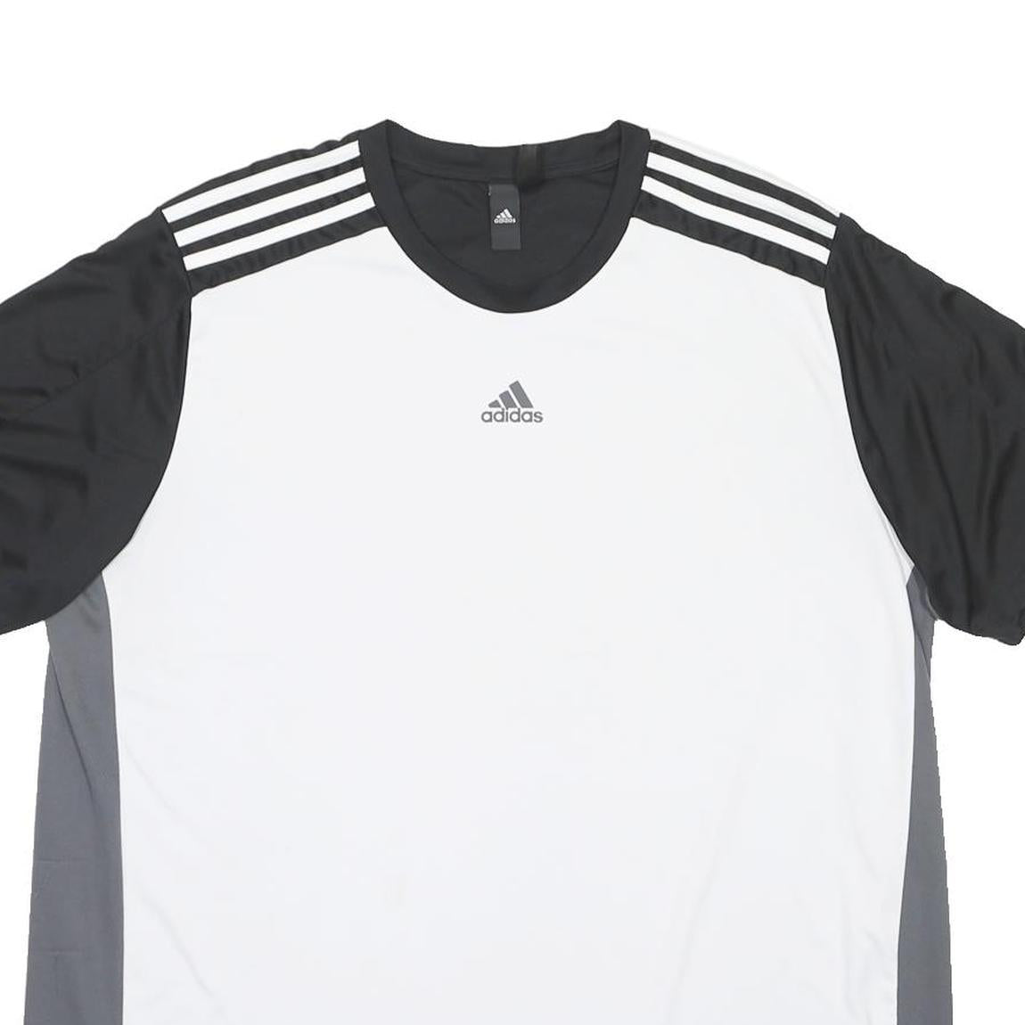 ADIDAS Mens White & Black Performance T-Shirt 2XL Short Sleeve Crew Neck