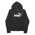 PUMA Womens Black Hoodie UK 12 Cotton Blend Pullover Hooded Sweatshirt