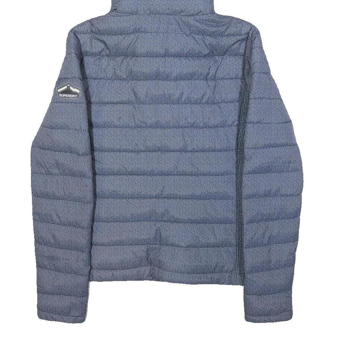 SUPERDRY Womens Blue Polyester Puffer Jacket UK 10 Hooded Zip Closure