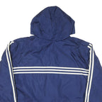 ADIDAS Mens Blue White Striped Zip Up Hooded Jacket XL Polyester Blend