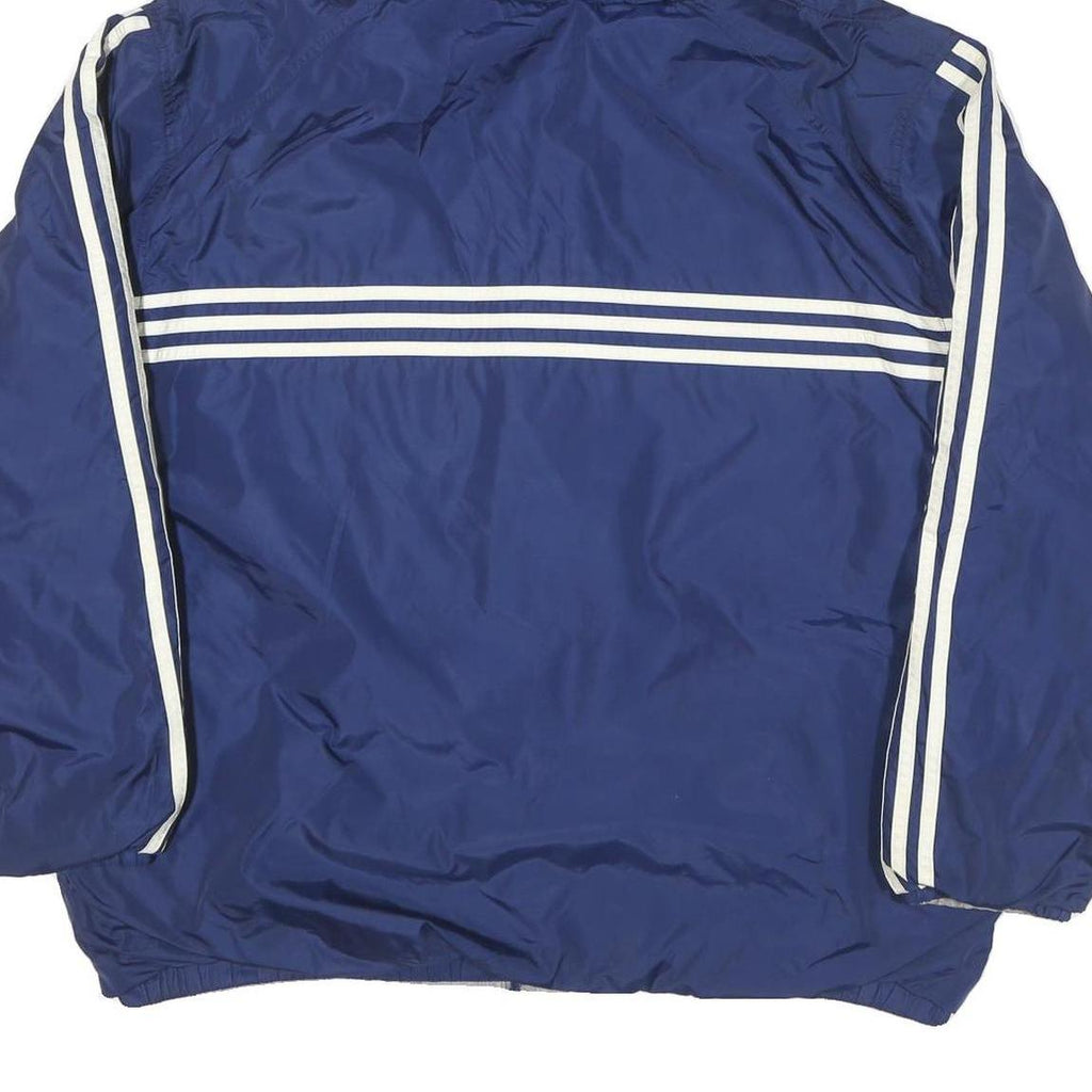 ADIDAS Mens Blue White Striped Zip Up Hooded Jacket XL Polyester Blend