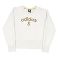 ADIDAS Womens White Cotton Blend Crew Neck Sweatshirt M Casual Graphic Pullover