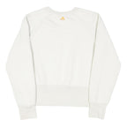 ADIDAS Womens White Cotton Blend Crew Neck Sweatshirt M Casual Graphic Pullover