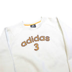 ADIDAS Womens White Cotton Blend Crew Neck Sweatshirt M Casual Graphic Pullover