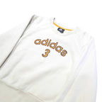 ADIDAS Womens White Cotton Blend Crew Neck Sweatshirt M Casual Graphic Pullover