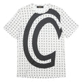MCM Mens White & Black Graphic T-Shirt S Short Sleeve Crew Neck Luxury Logo
