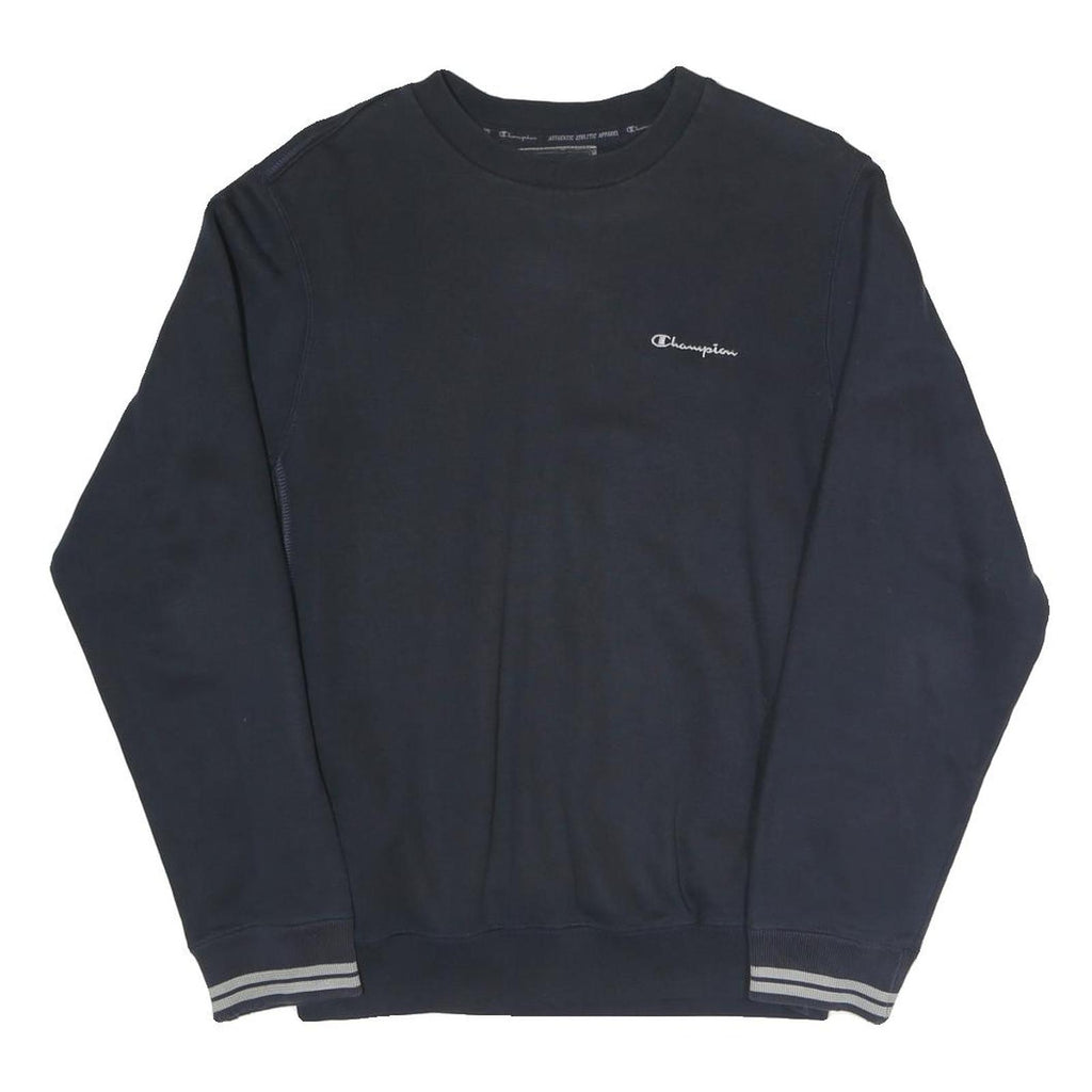 CHAMPION Mens Black Pullover Sweatshirt M Stripe Cuffs Cotton Blend Casual