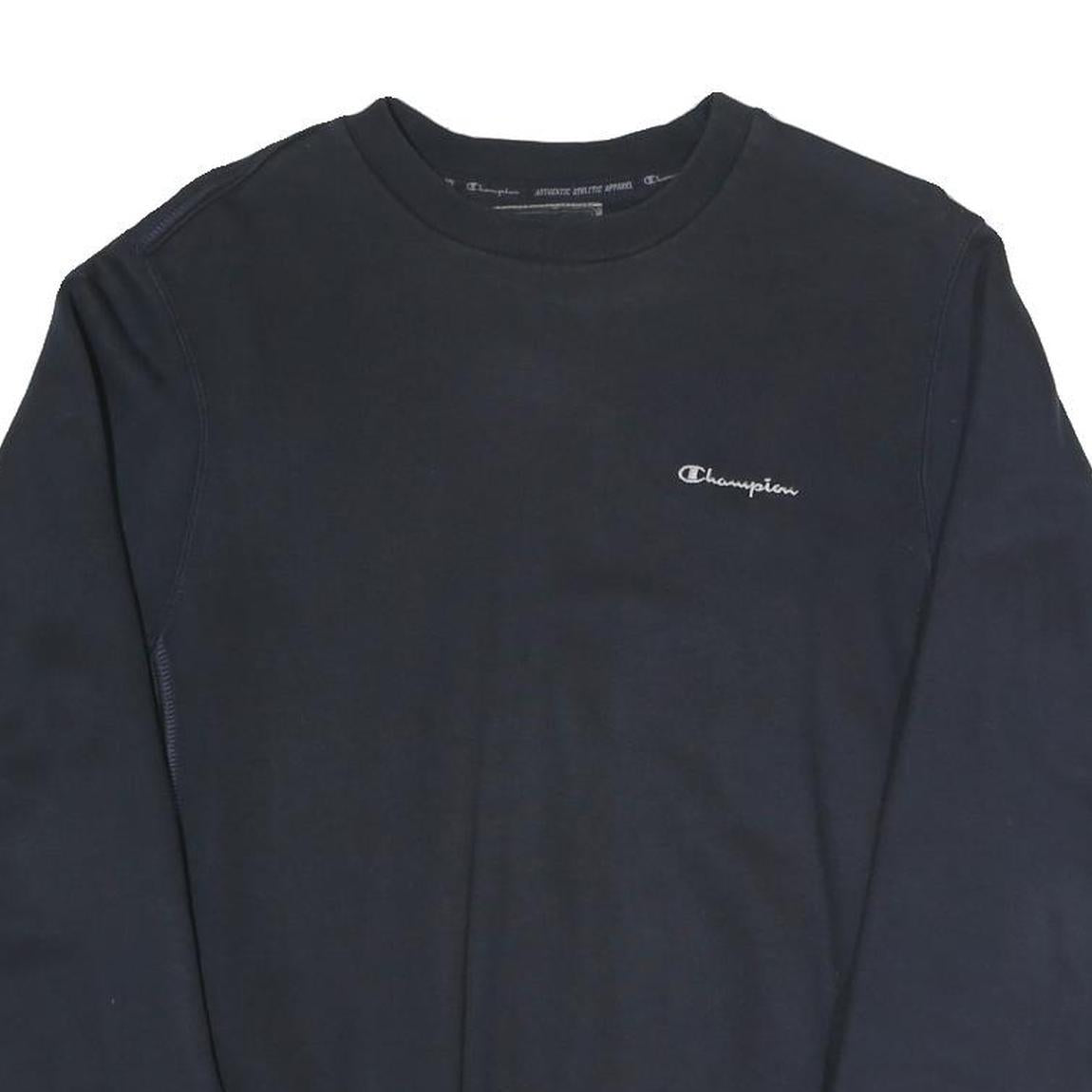 CHAMPION Mens Black Pullover Sweatshirt M Stripe Cuffs Cotton Blend Casual