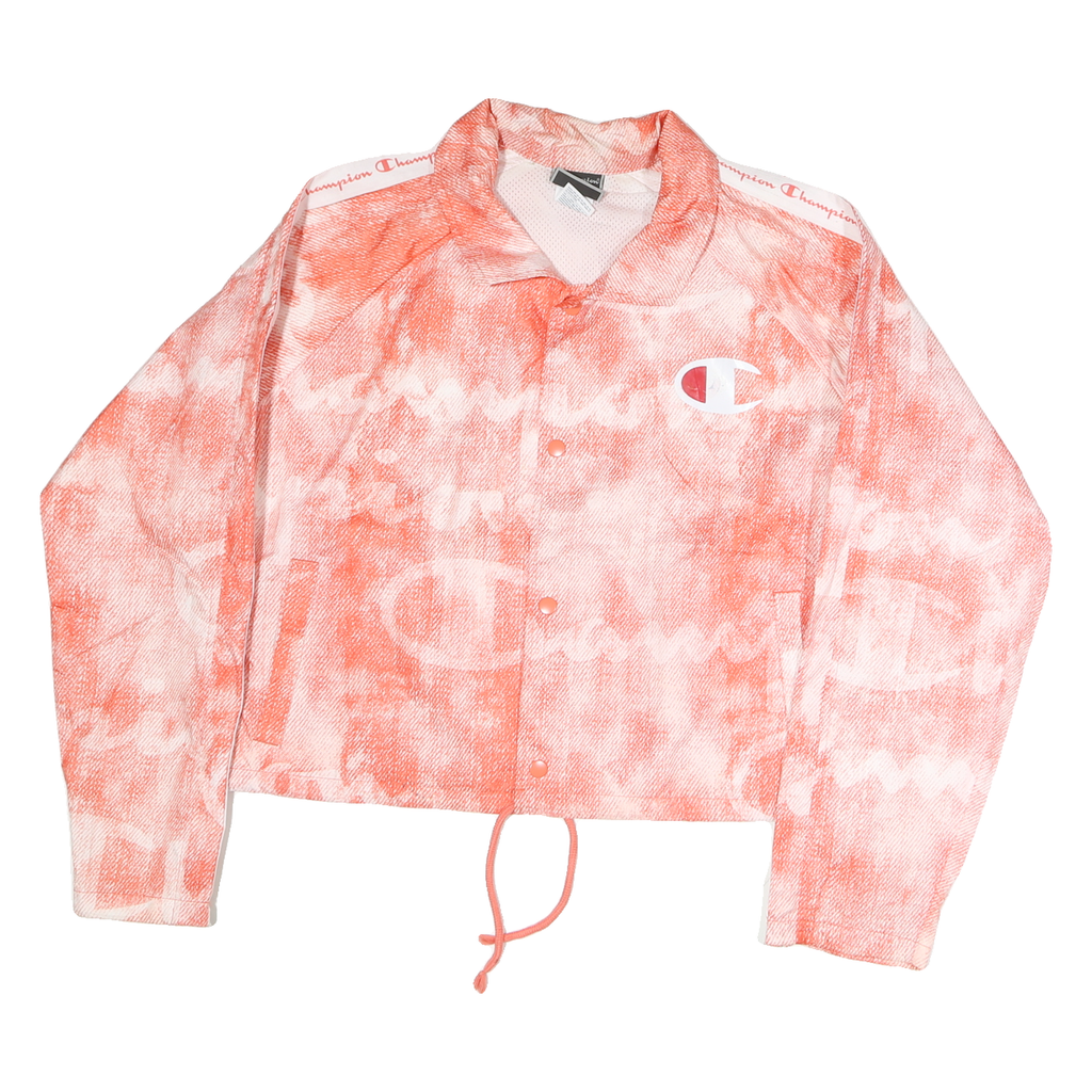 CHAMPION Womens Coral Polyester Coach Jacket XL Printed Logo Zip