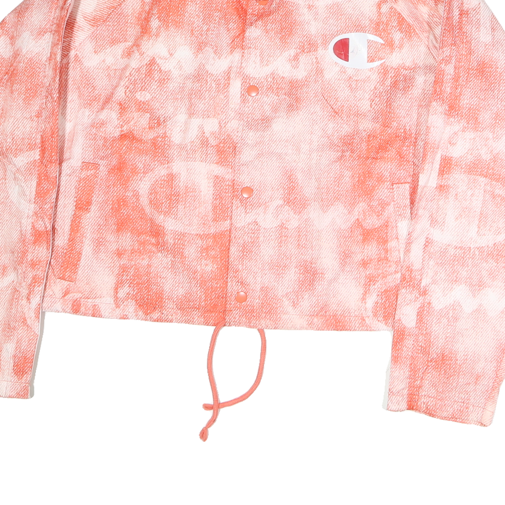 CHAMPION Womens Coral Polyester Coach Jacket XL Printed Logo Zip