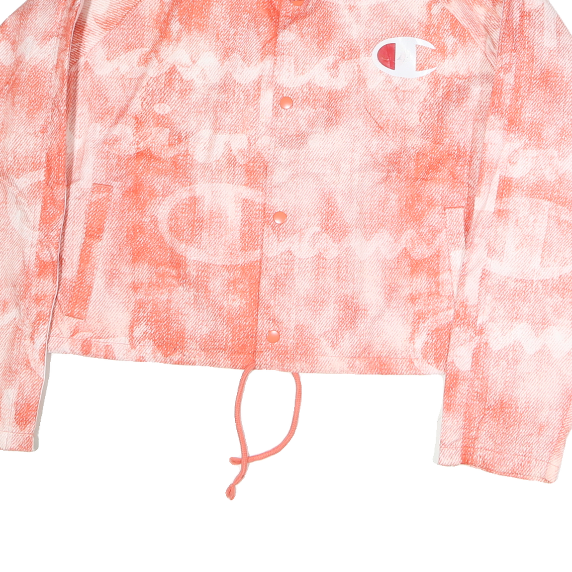 CHAMPION Womens Coral Polyester Coach Jacket XL Printed Logo Zip