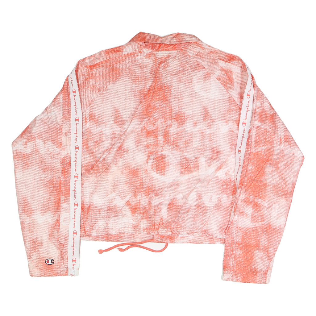 CHAMPION Womens Coral Polyester Coach Jacket XL Printed Logo Zip