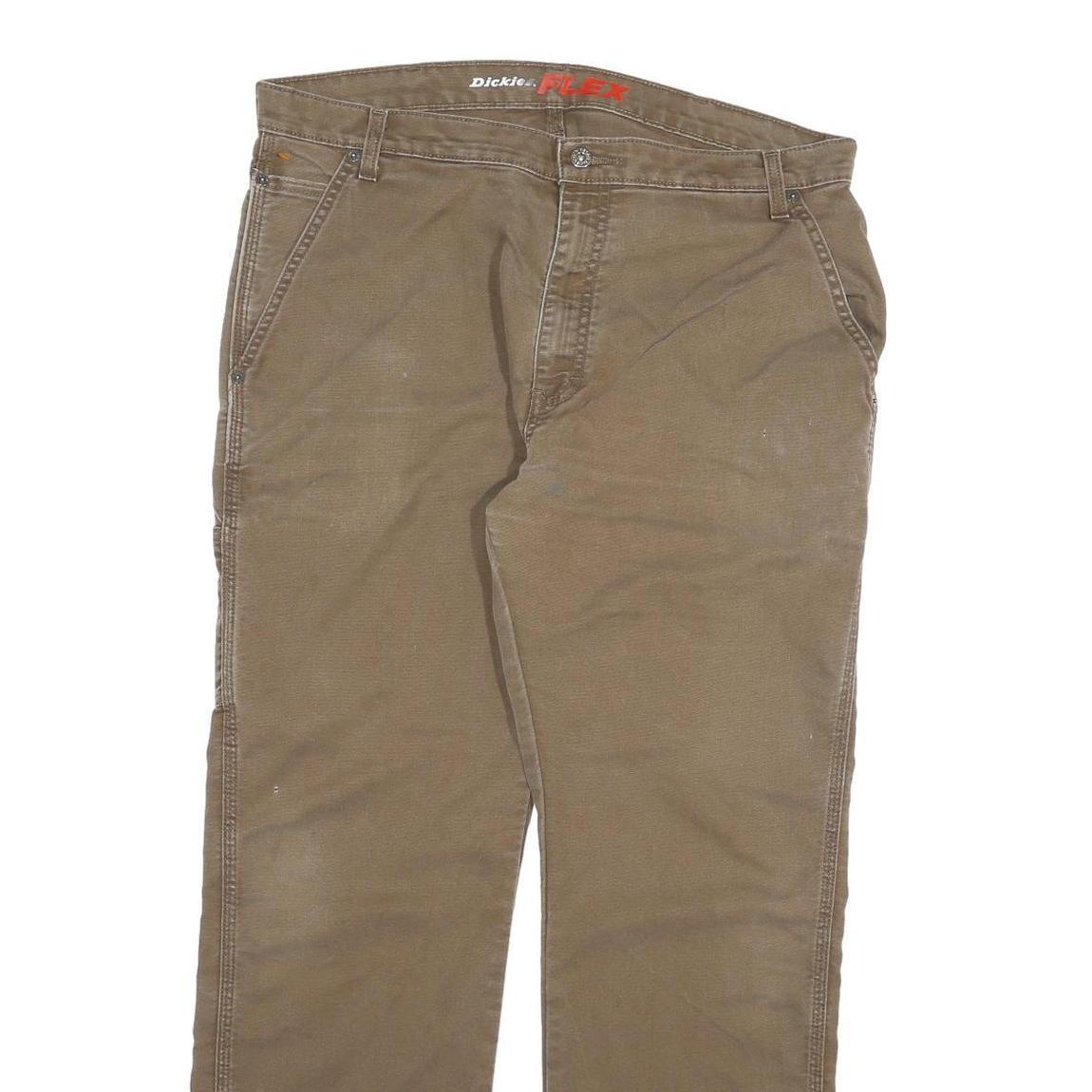 DICKIES Mens Cotton Blend Beige Regular Straight Trousers W38 L31 Workwear Zip