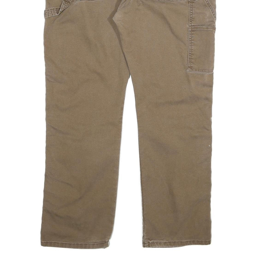 DICKIES Mens Cotton Blend Beige Regular Straight Trousers W38 L31 Workwear Zip