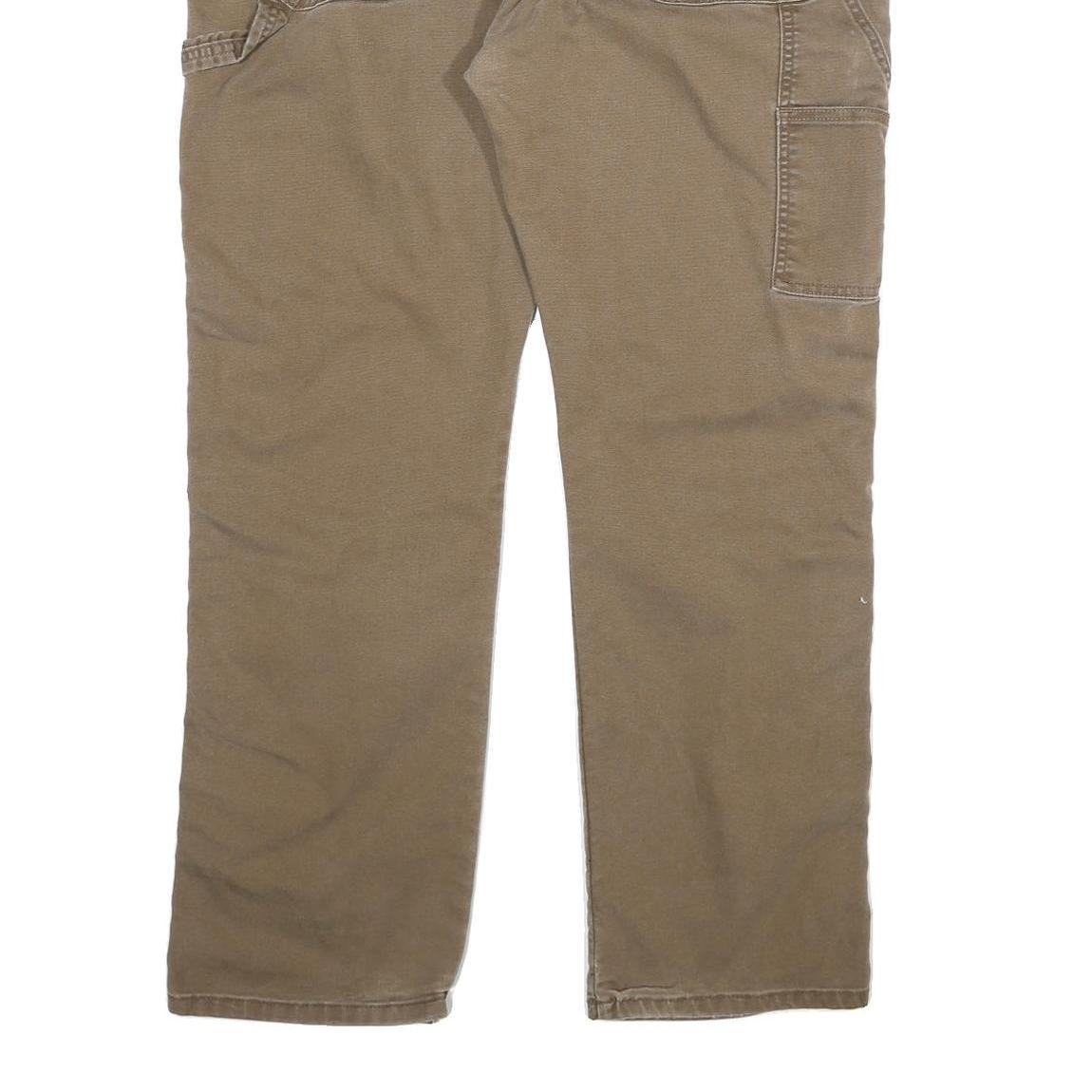 DICKIES Mens Cotton Blend Beige Regular Straight Trousers W38 L31 Workwear Zip