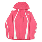 THE NORTH FACE Womens Pink & White Outdoor Jacket M Polyester Blend Zip Hooded