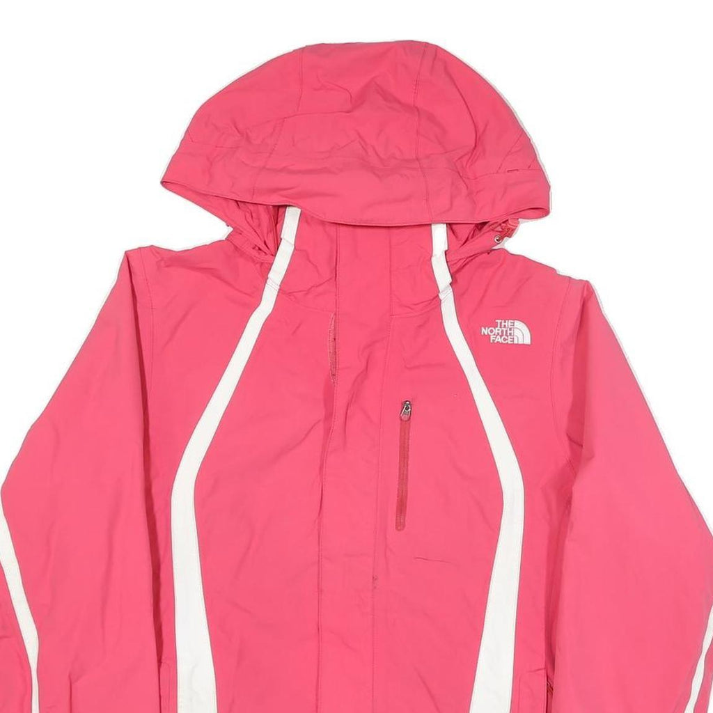 THE NORTH FACE Womens Pink & White Outdoor Jacket M Polyester Blend Zip Hooded
