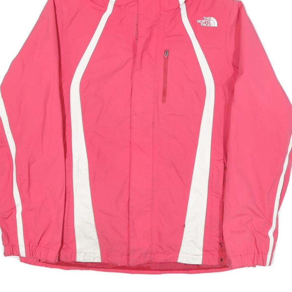 THE NORTH FACE Womens Pink & White Outdoor Jacket M Polyester Blend Zip Hooded