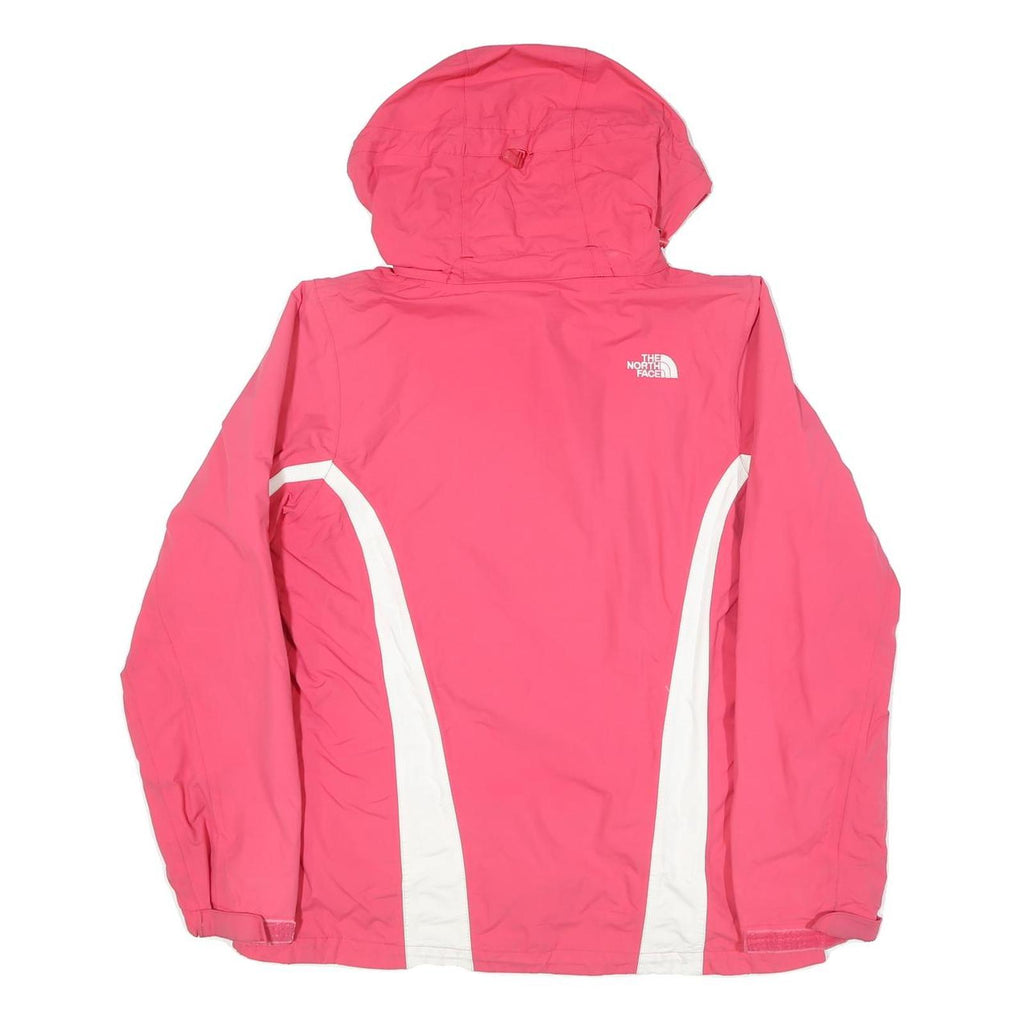 THE NORTH FACE Womens Pink & White Outdoor Jacket M Polyester Blend Zip Hooded