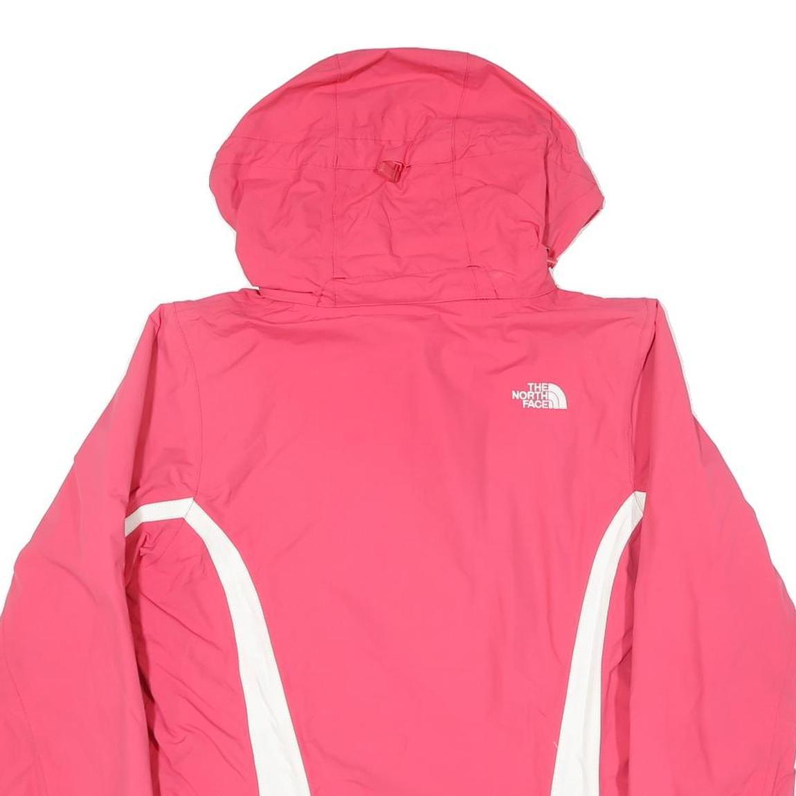 THE NORTH FACE Womens Pink & White Outdoor Jacket M Polyester Blend Zip Hooded