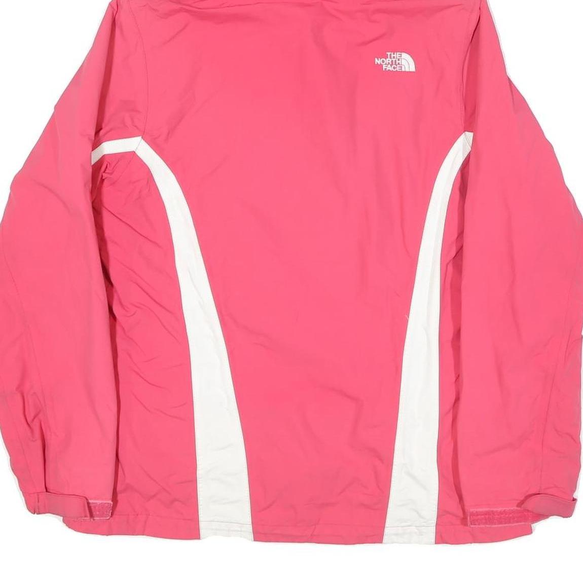 THE NORTH FACE Womens Pink & White Outdoor Jacket M Polyester Blend Zip Hooded