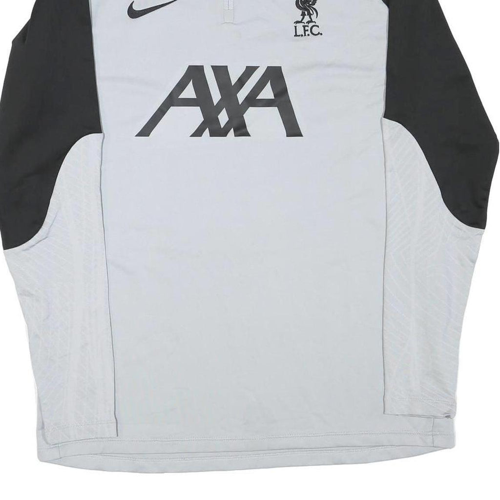 NIKE Mens Grey & Black Football T-Shirt L Long Sleeve 1/4 Zip Crew Neck AXA Logo