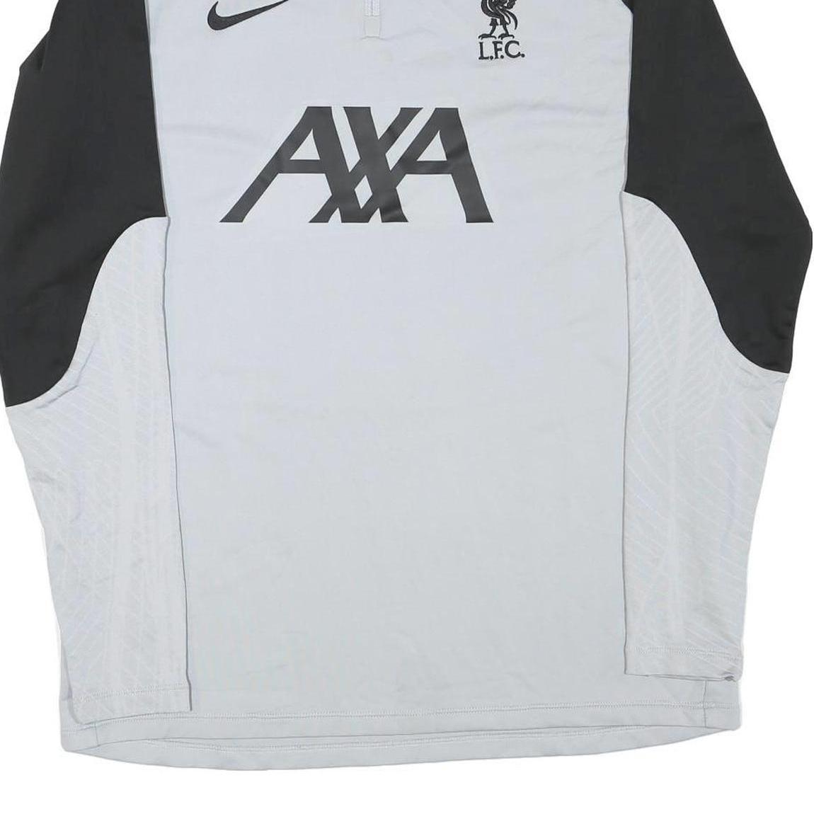 NIKE Mens Grey & Black Football T-Shirt L Long Sleeve 1/4 Zip Crew Neck AXA Logo