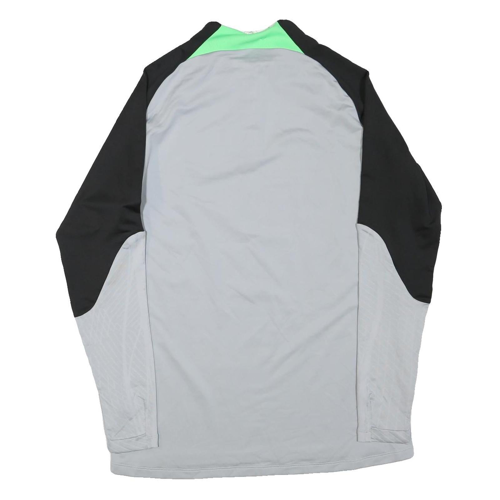 NIKE Mens Grey & Black Football T-Shirt L Long Sleeve 1/4 Zip Crew Neck AXA Logo