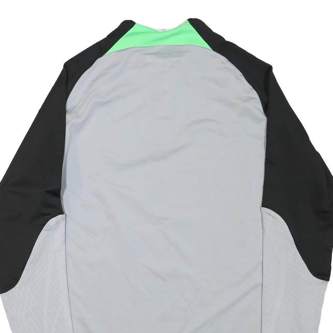 NIKE Mens Grey & Black Football T-Shirt L Long Sleeve 1/4 Zip Crew Neck AXA Logo