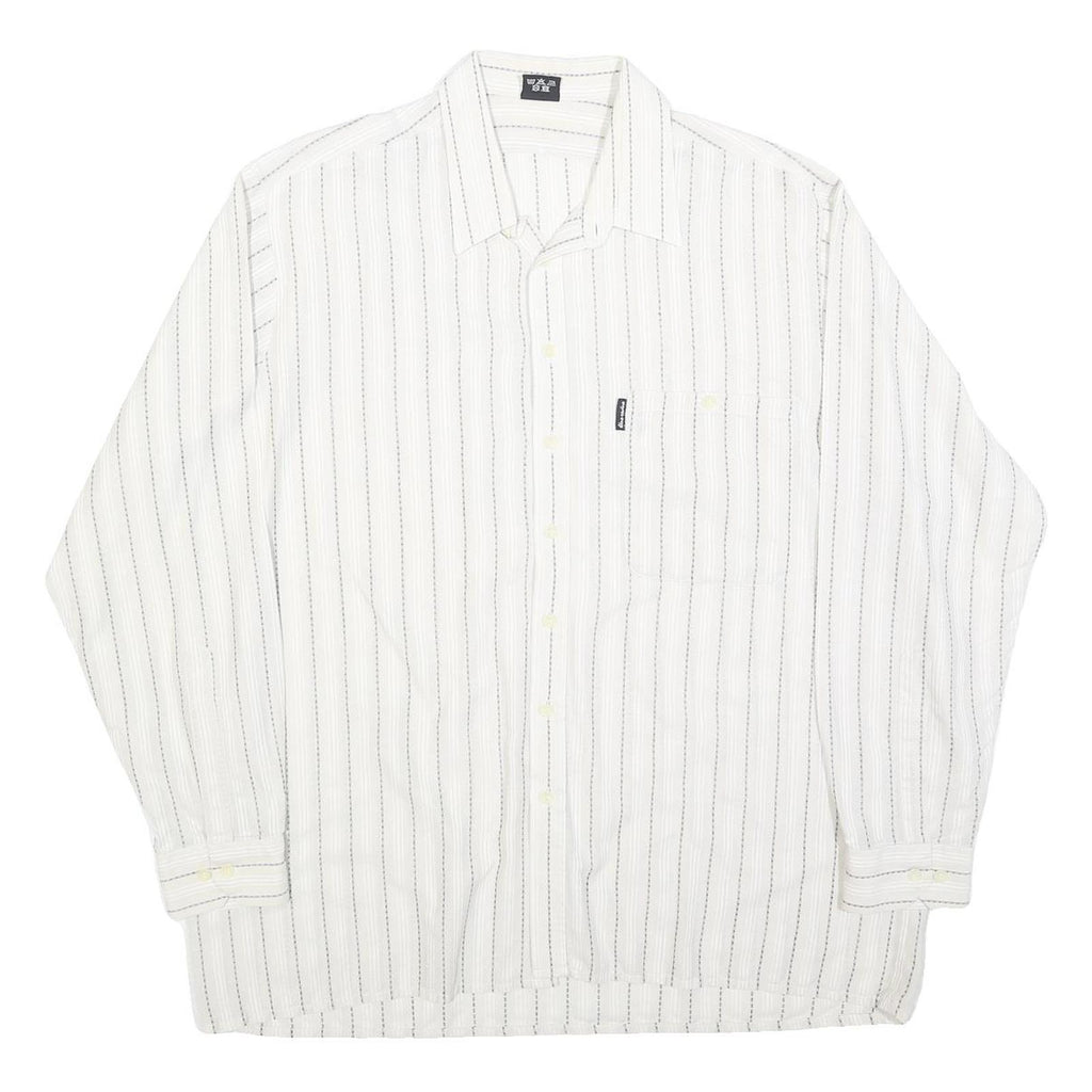 DI CARINO Mens White & Black Striped Shirt L Cotton Blend Casual Smart