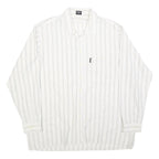 DI CARINO Mens White & Black Striped Shirt L Cotton Blend Casual Smart