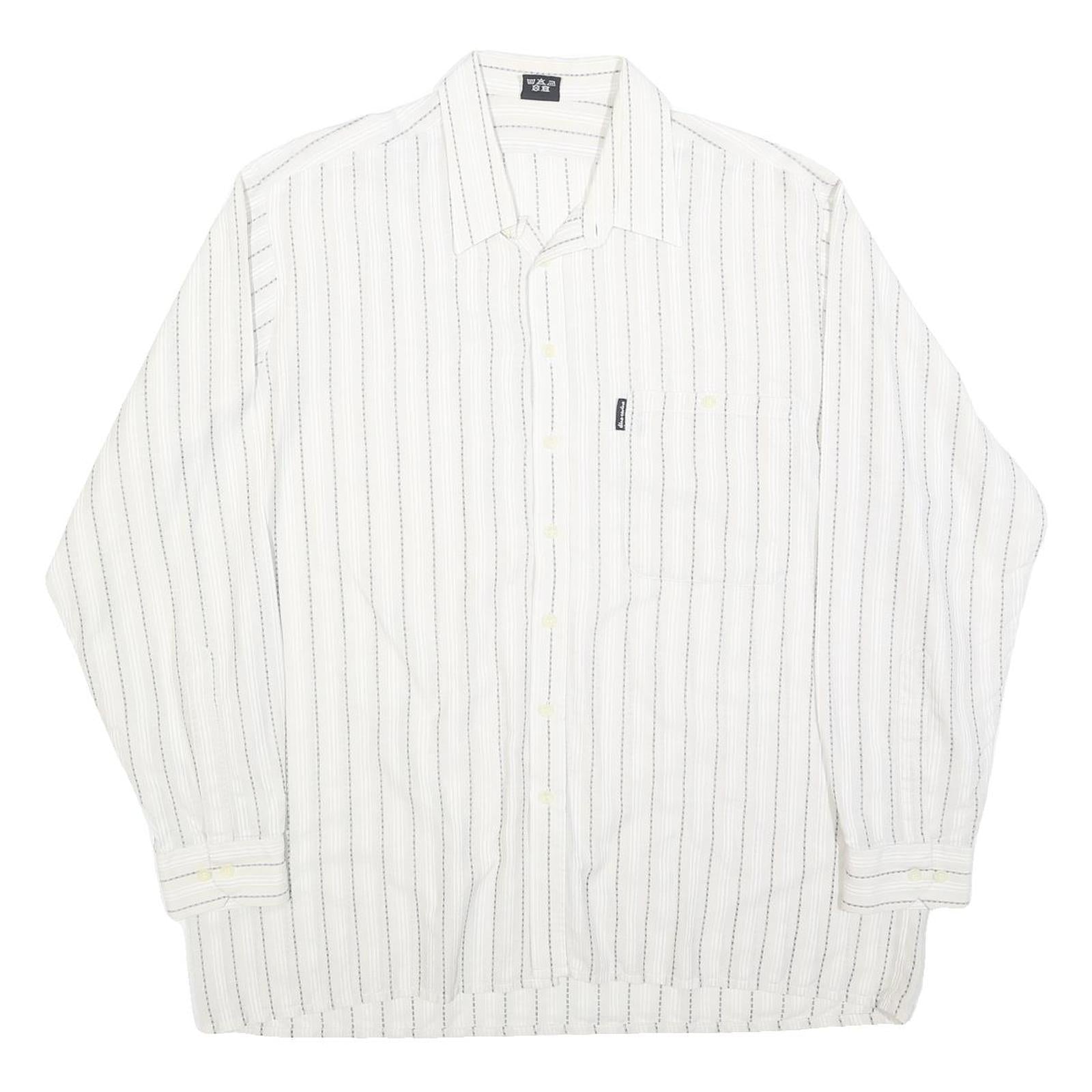 DI CARINO Mens White & Black Striped Shirt L Cotton Blend Casual Smart