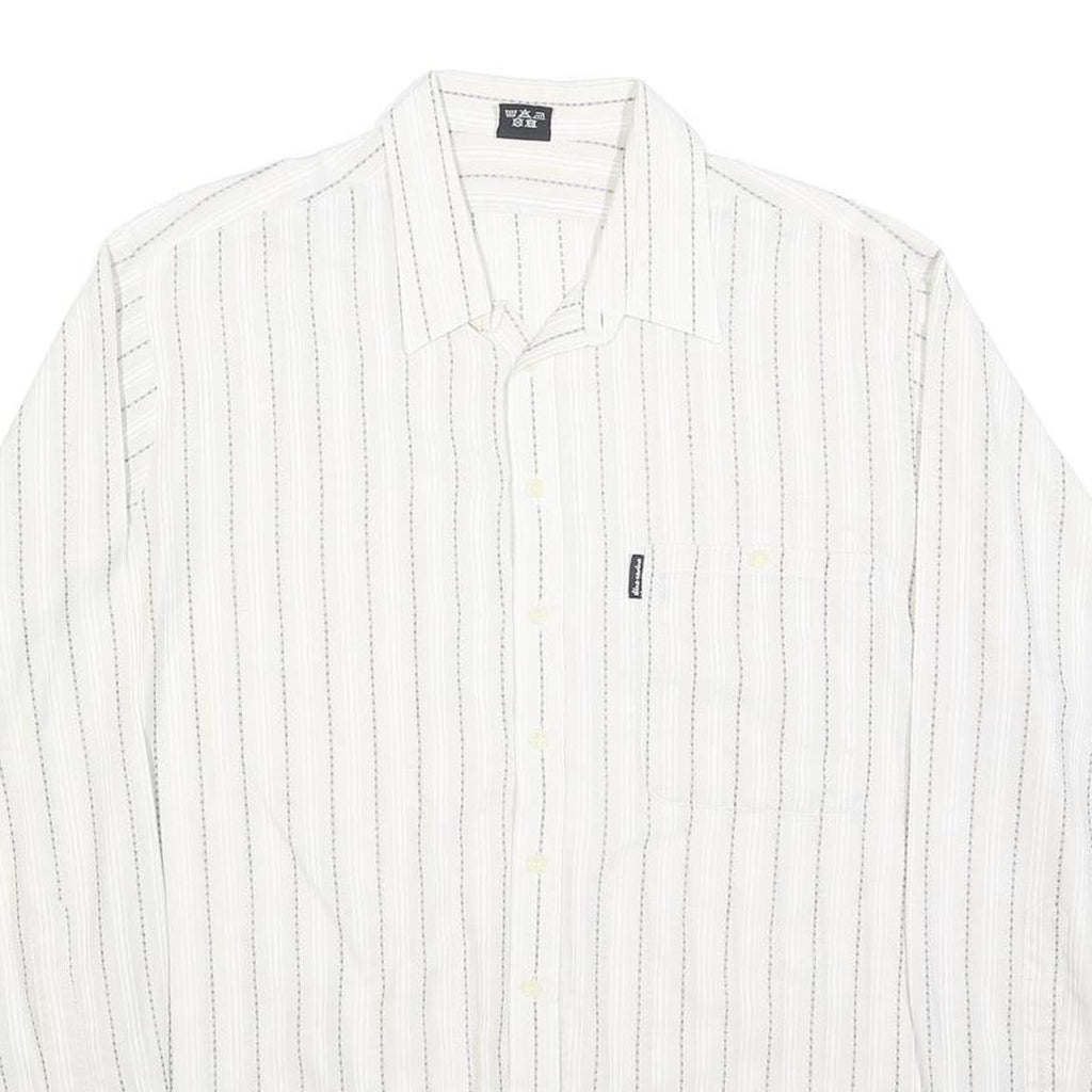 DI CARINO Mens White & Black Striped Shirt L Cotton Blend Casual Smart