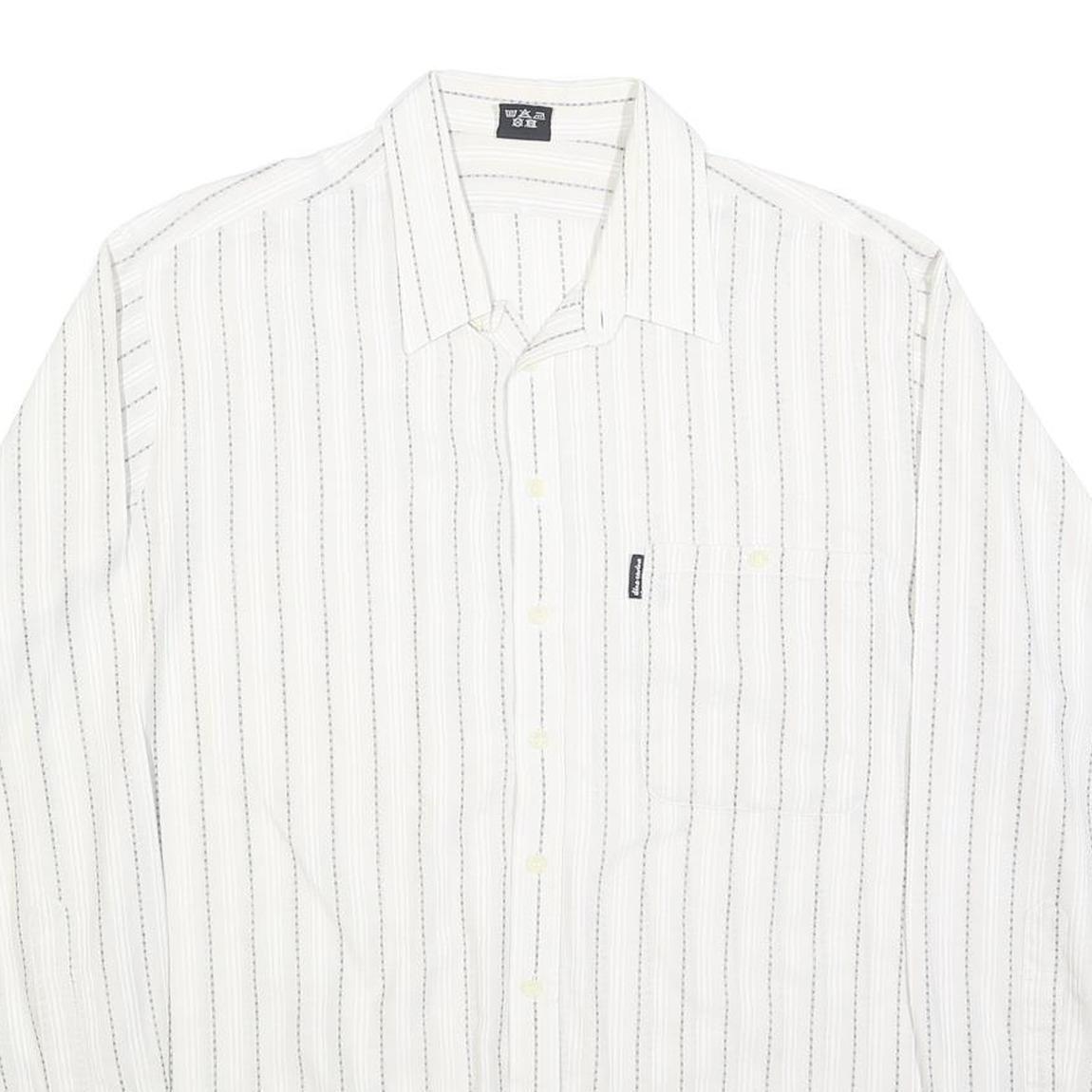 DI CARINO Mens White & Black Striped Shirt L Cotton Blend Casual Smart