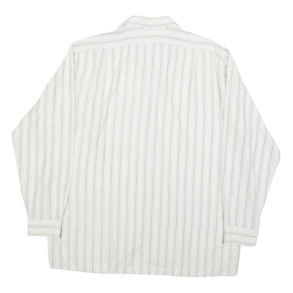 DI CARINO Mens White & Black Striped Shirt L Cotton Blend Casual Smart