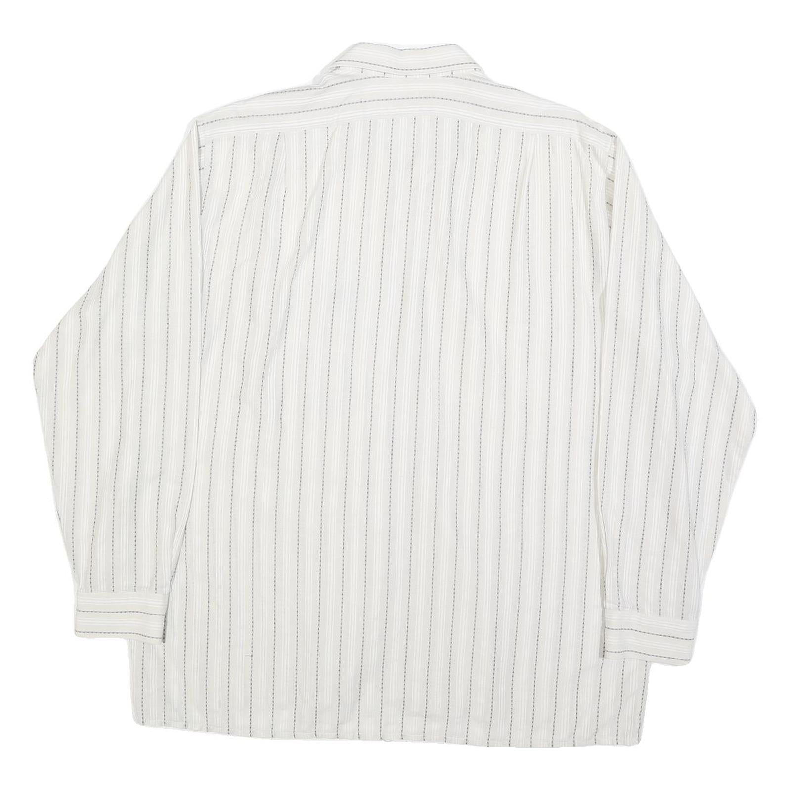 DI CARINO Mens White & Black Striped Shirt L Cotton Blend Casual Smart