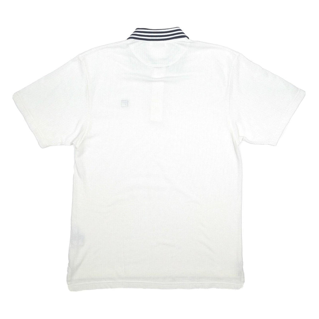 FILA Mens White & Navy Short Sleeve Basic Polo Shirt M Cotton Blend Logo