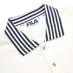 FILA Mens White & Navy Short Sleeve Basic Polo Shirt M Cotton Blend Logo