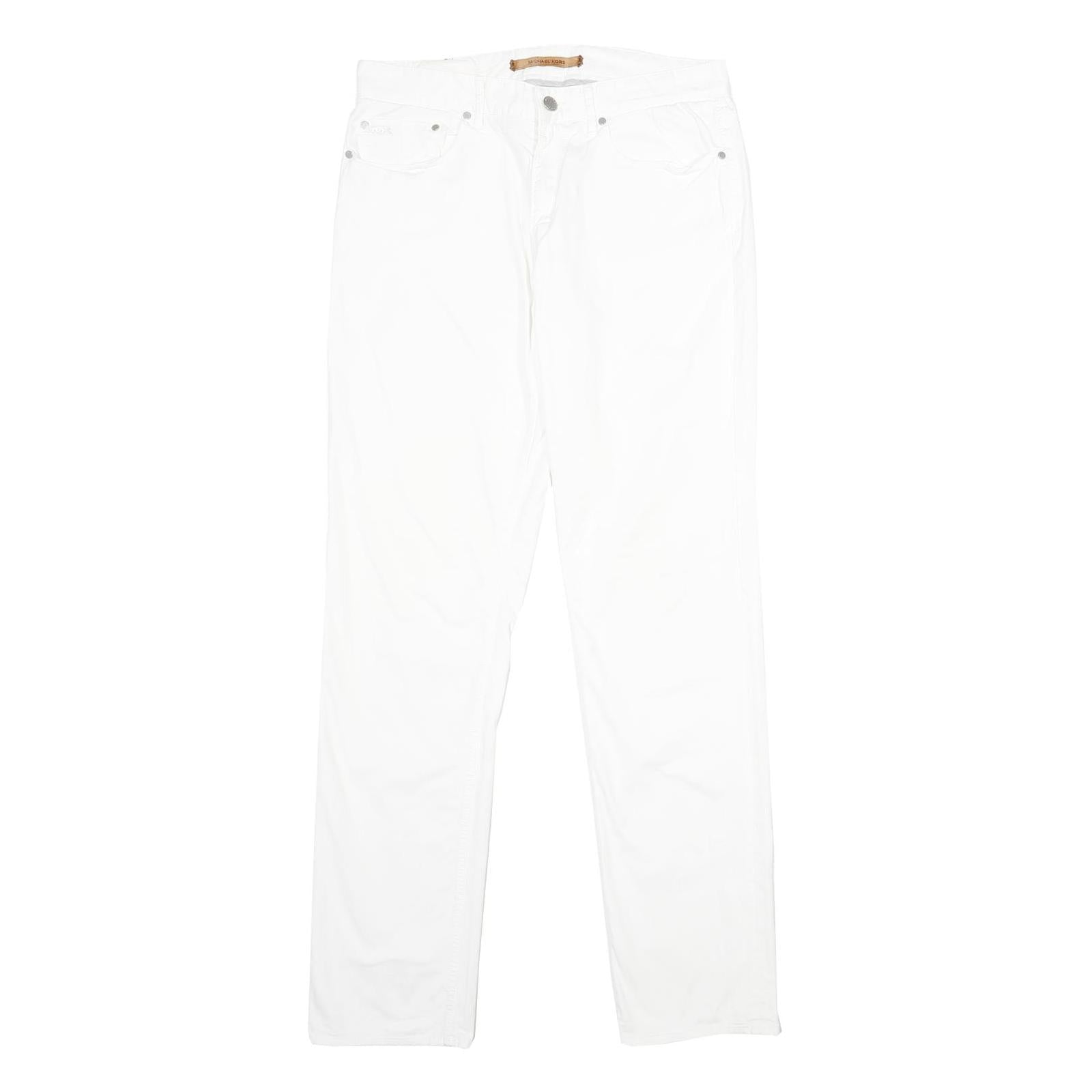 MICHAEL KORS Mens Cotton Blend White Slim Straight Trousers W32 L34 Smart Casual